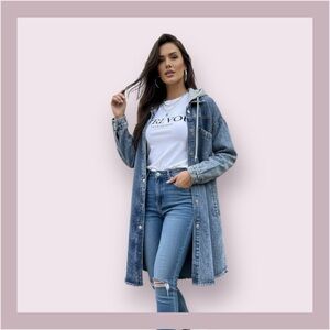 Thrill Jeans Long Denim Hooded Jacket